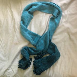 Blue / Teal Ombré Scarf with Silver Thread Detail